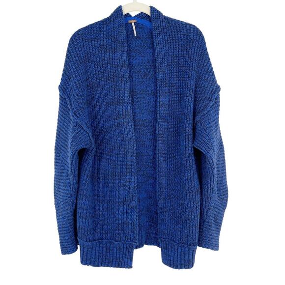 Free People High Hopes Cardigan Royal Blue Chunky Knit Sweater Oversized Size XS - Picture 3 of 7
